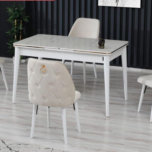 Marmo Lark Panel Masa Krem Sandalye