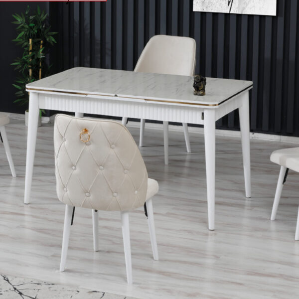 Marmo Lark Panel Masa Krem Sandalye