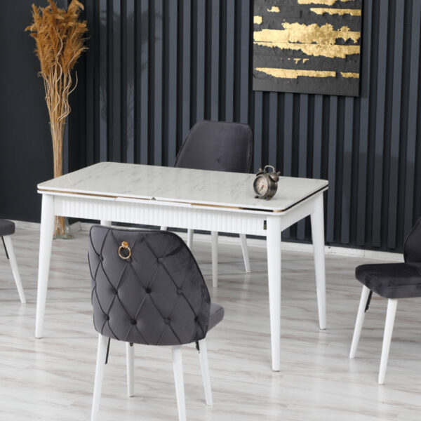 Marmo Lark Panel Masa Antrasit Sandalye